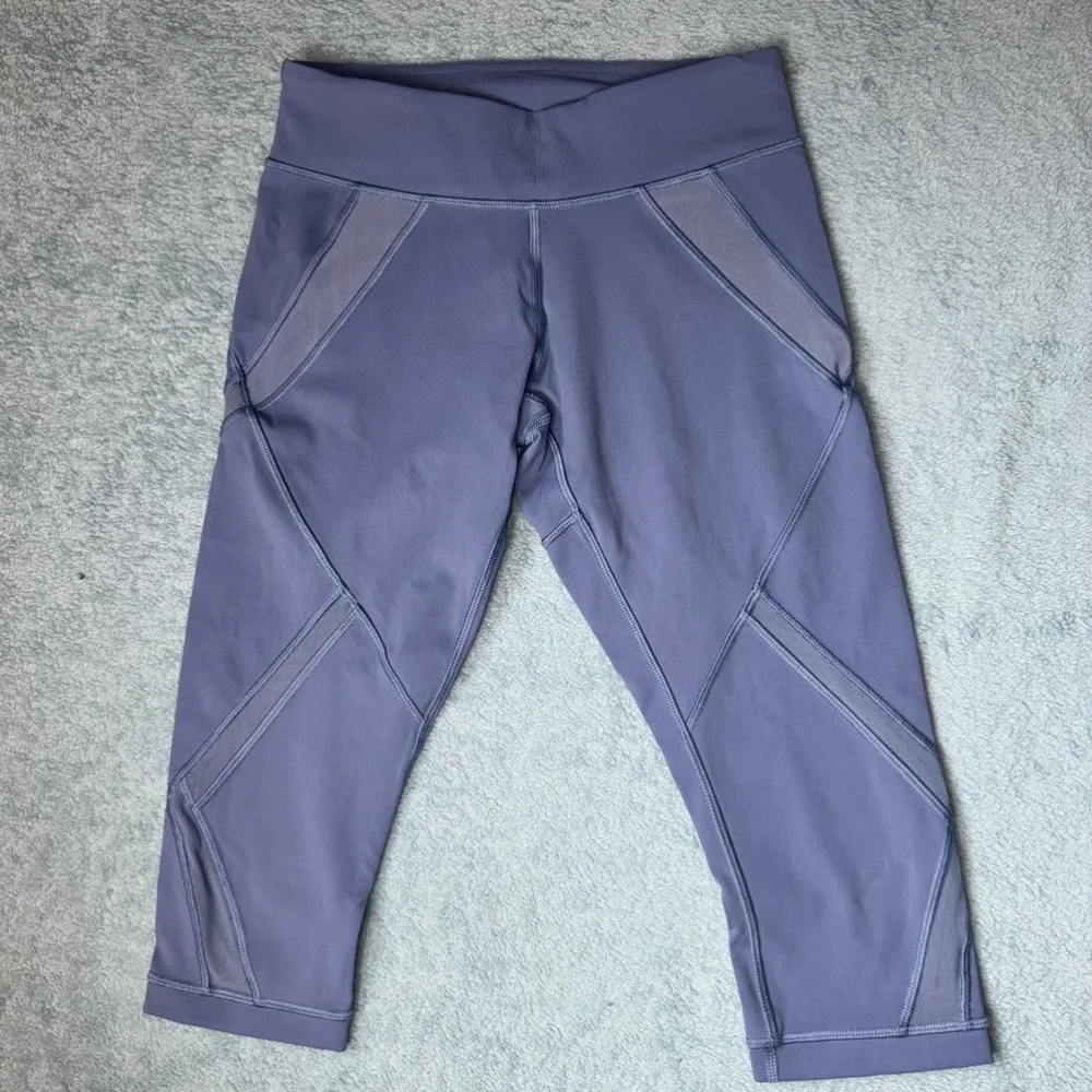 Women's Lululemon Leggings Crop Mesh Steel Blue Size 4 - Picture 1 of 9